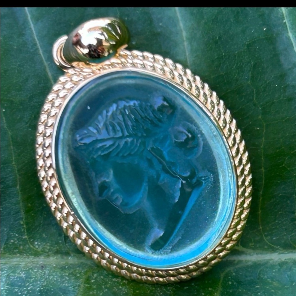 Tagliamonte 18kt Gold Plated blue Venetian Glass made in Italy necklace Pendant